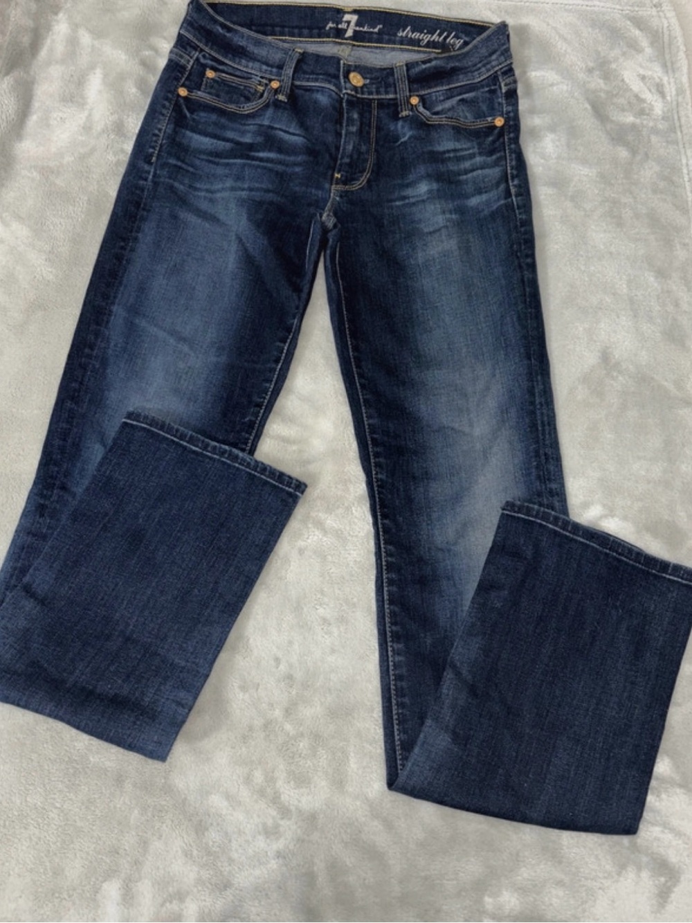 7 For All Mankind Women's Dark Blue Straight Jeans